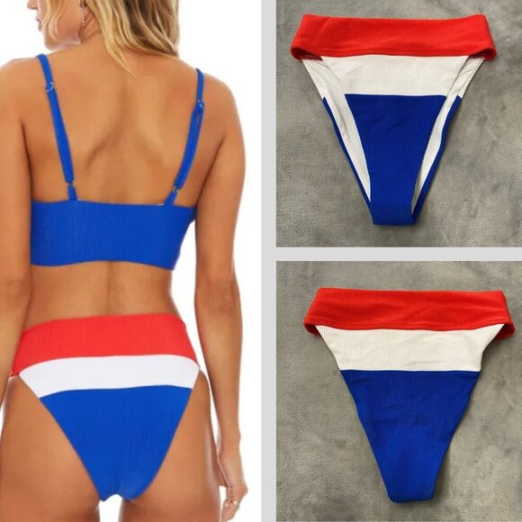 New! Beach Riot Alexis Color Block High Waisted Bikini Bottom 24912 - Picture 1 of 8